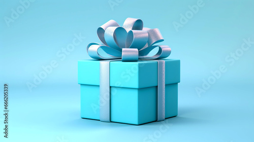 Frosty Blue Christmas Gift Box, generative ai © Dieter Holstein