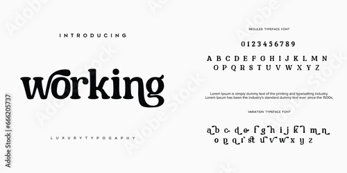 Elegant Font Uppercase Lowercase and Number. Classic Lettering Minimal Fashion Designs. Typography modern serif fonts regular decorative vintage concept. vector illustration