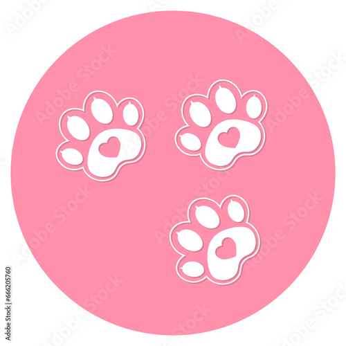 pink paw animal walking circle icon