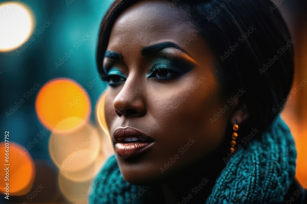 Tonsillitis and angina concept. Sick black woman with closed eyes
