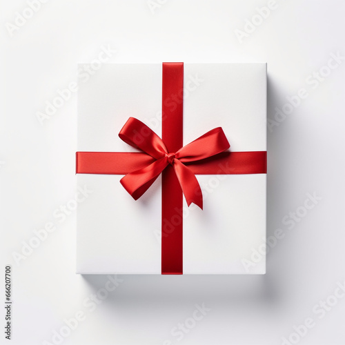 white gift box with ribbon © DenisIgnatenco
