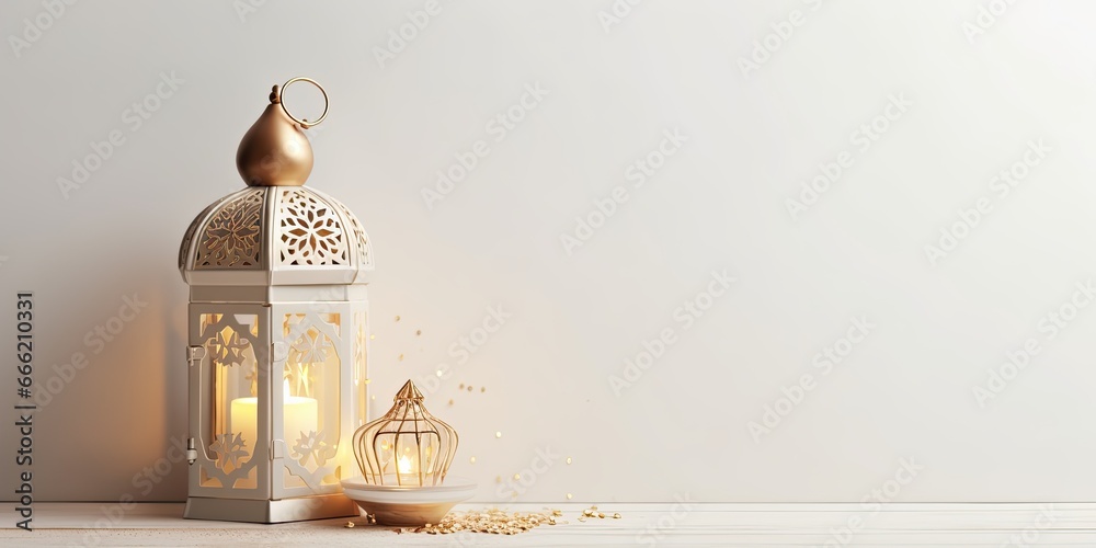 modern beautiful minimalistic eid ul azha eid ul fitr ramadan Mubarak Islamic lantern celebration background - obrazy, fototapety, plakaty 