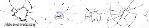 Fotografija Big collection of cracks of broken glass on black background
