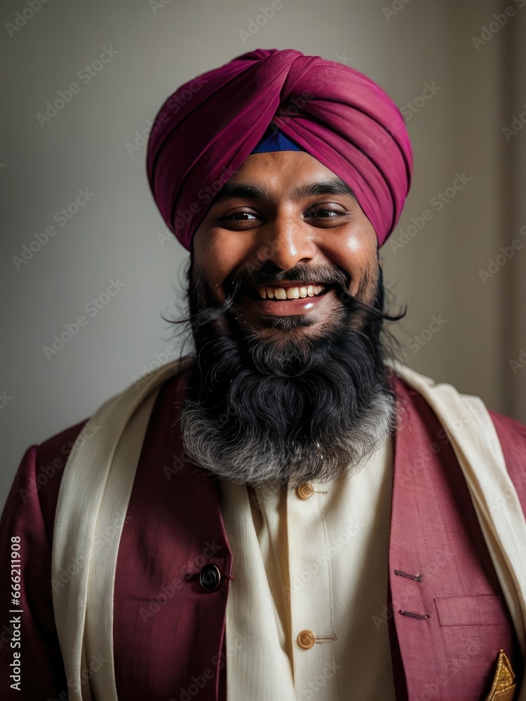 a man in a turban smiles for the camera. generative ai a man in a turban smiles for the camera. generative ai