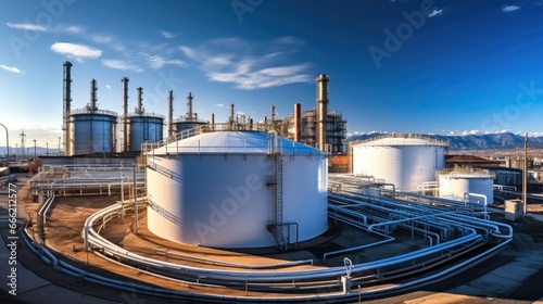Refinery oil storage tank at Oil and gas refinery factory.