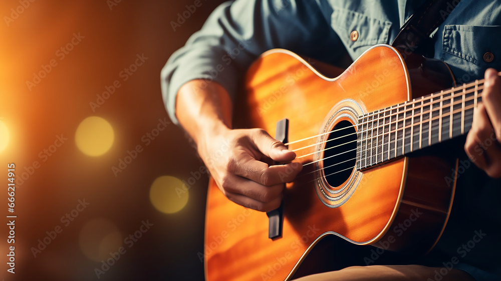 Naklejka premium Playing guitar, Generative AI