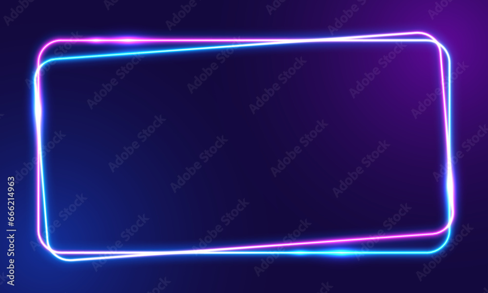 Vector 3d render, square glowing in the dark, pink blue neon light, illuminate frame design. Abstract cosmic vibrant color backdrop. Glowing neon light. Neon frame with rounded corners. Vector 3d render, square glowing in the dark, pink blue neon light, illuminate frame design. Abstract cosmic vibrant color backdrop. Glowing neon light. Neon frame with rounded corners.