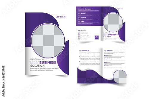 A bundle of 1 templates of different colors bi fold brochure design template, modernbi fold brochure design template, 
abstract bifold brochure and creative design, IT company bi fold brochure and edi