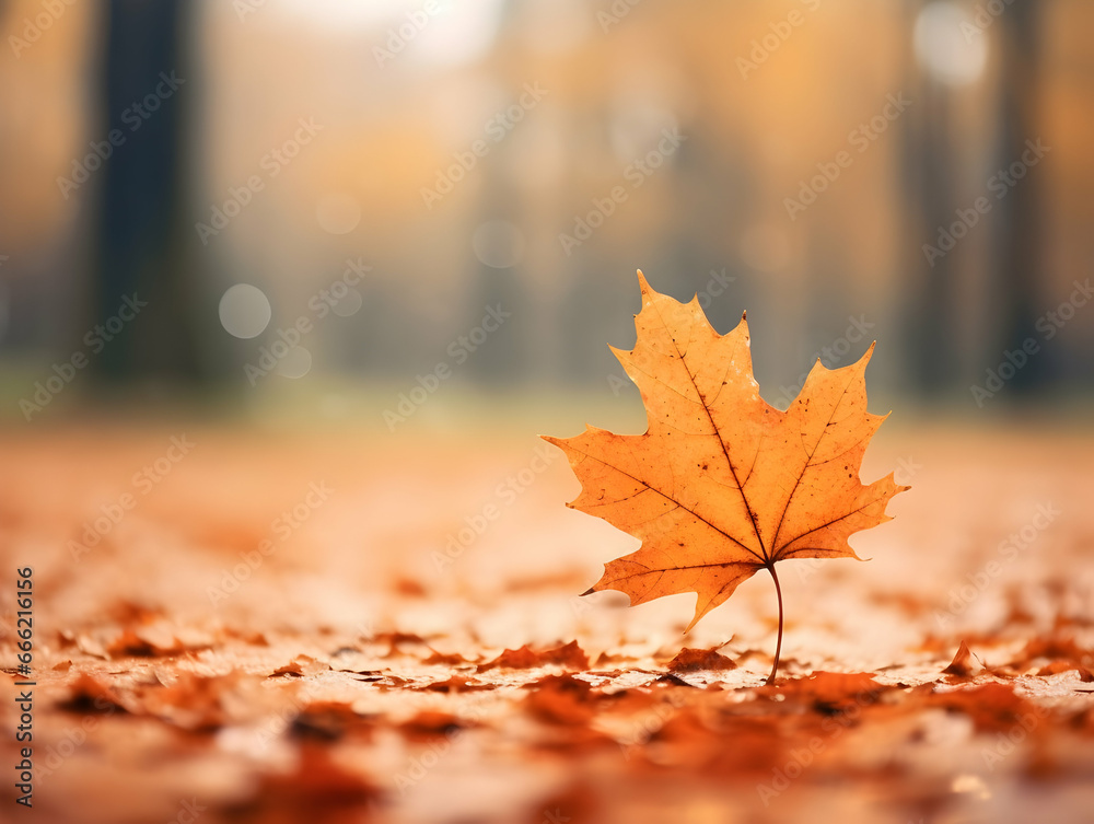 Autumn Season, maple leaf background on autumn or spring season, red and orange maple leaf falling down on the ground in an autumn season, Single maple leaf, Isolated autumn background