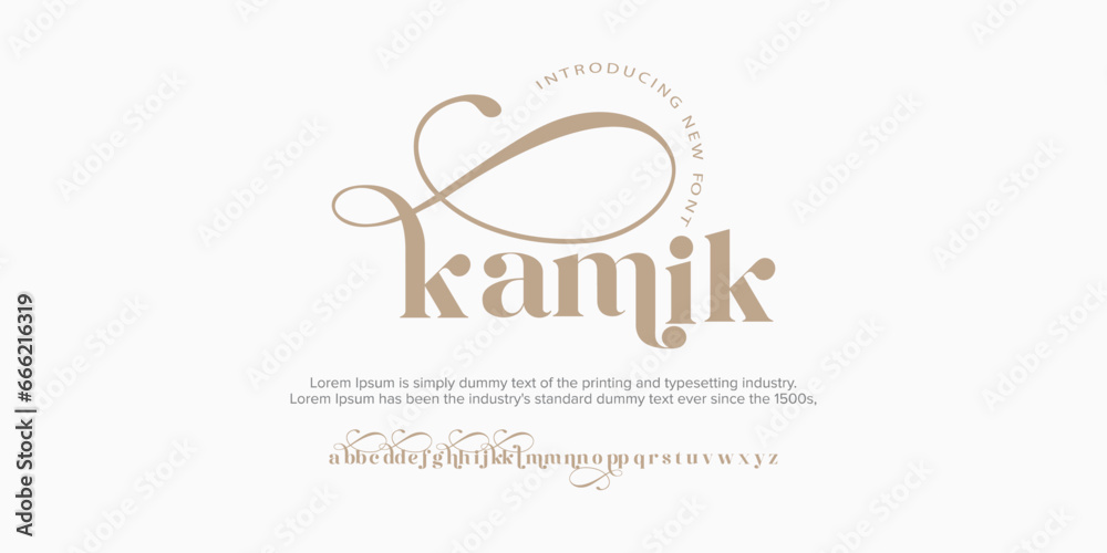 KAMIK, the luxury type elegant font and glamour alphabet vector set - obrazy, fototapety, plakaty 