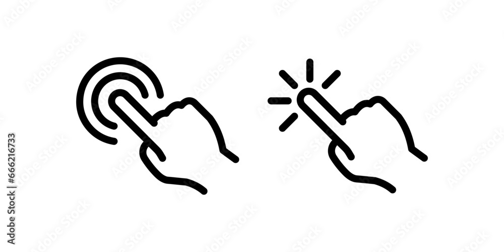 Hand click icon set vector pointer sign, hand cursor icon . Clicking finger icon . Computer mouse click icons - obrazy, fototapety, plakaty 