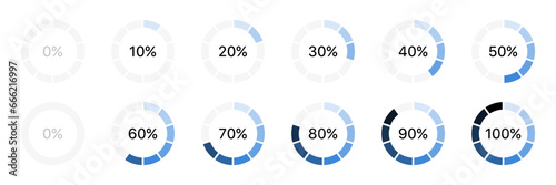 loading progress bar icon set, round circle frame. Download and upload percentage diagrams. Vector progress bars indicator loader template
