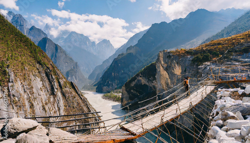 Tiger Leaping Gorge ,deepest mountain hole in world, in Lijiang, Yunnan Province, China.