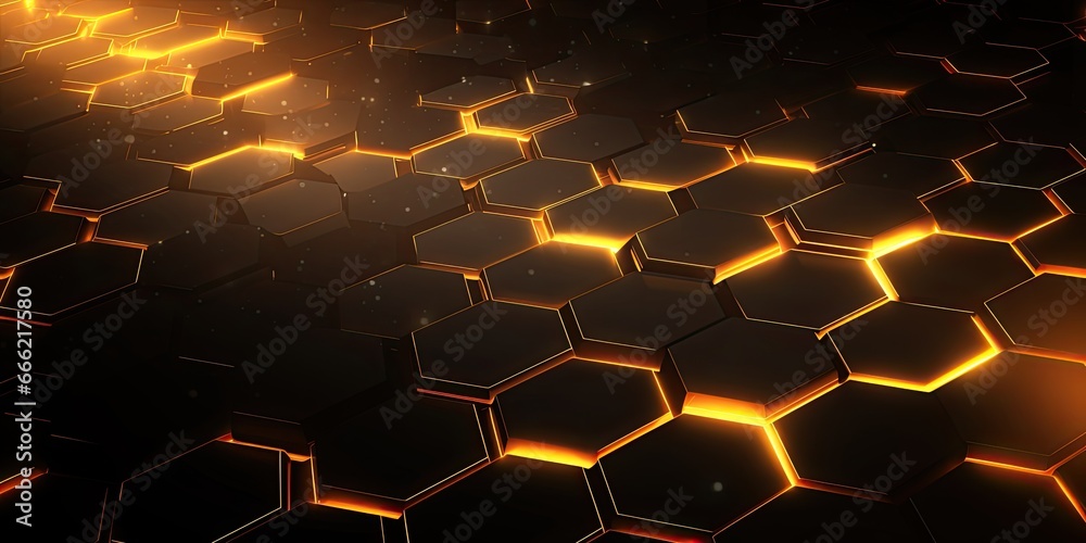 Abstract Futuristic Digital Technology Hexagon Geometric Pattern Grid Background
