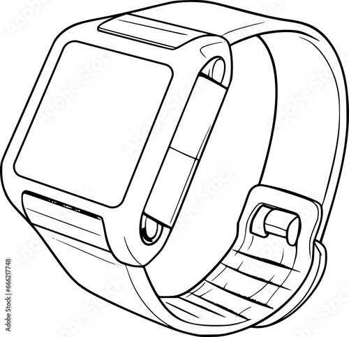 outline illustration of smartwatch for coloring page
