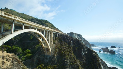 4K Image: Historical Bixby Creek Bridge, Icon of Big Sur, California, with Majestic Ocean View