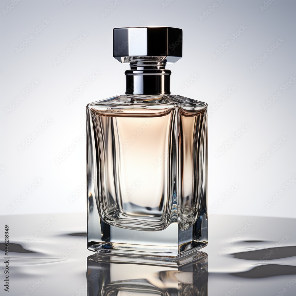 Male perfume bottle on white background, close up, studio  mock up view