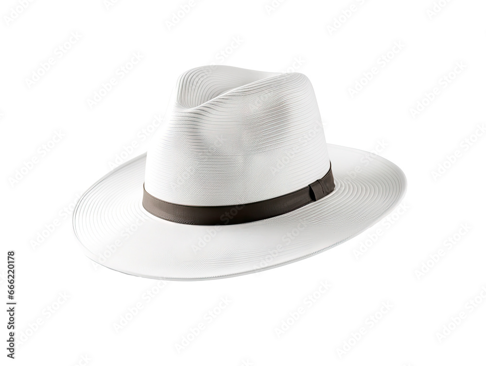 White Panama with Ribbon on Transparent Background. White Panama with Ribbon on Transparent Background.