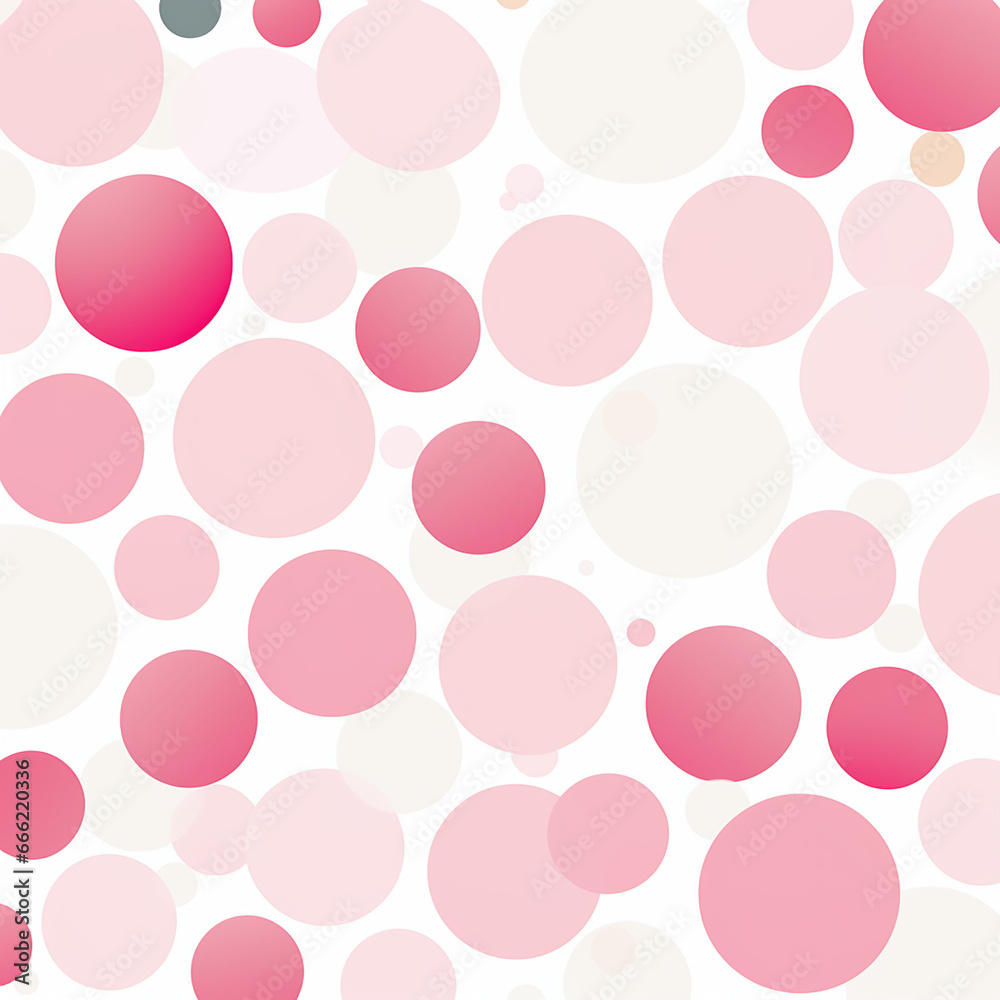 seamless pattern with circles pink color on white background created with Generative Ai