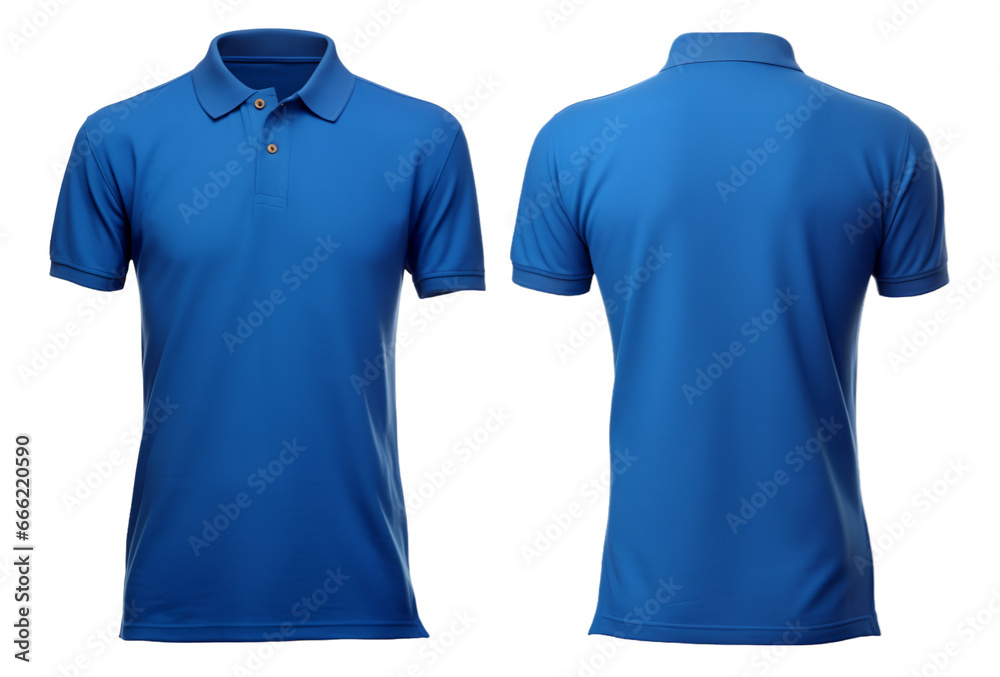 plain blue polo t-shirt mockup design. front and back views. isolated ...