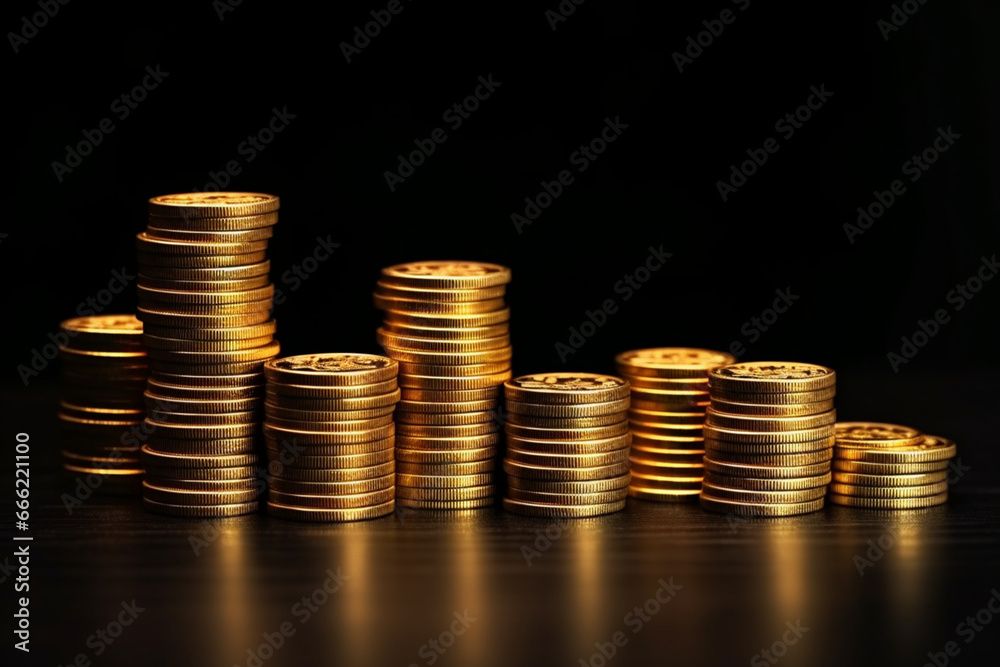 Coins on a black background, Generative AI Coins on a black background, Generative AI