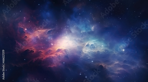 A vibrant space galaxy cloud nebula in a starry night cosmos. Perfect for astronomy and universe science themes. Supernova background wallpaper.