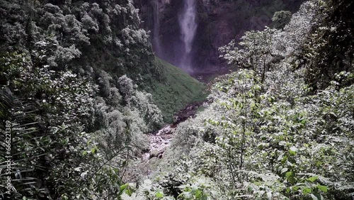 Gocta Cataracts, Catarata del Gocta, are perennial waterfalls with two drops located in Perus province of Bongara in Amazonas, third highest water fall in the world photo