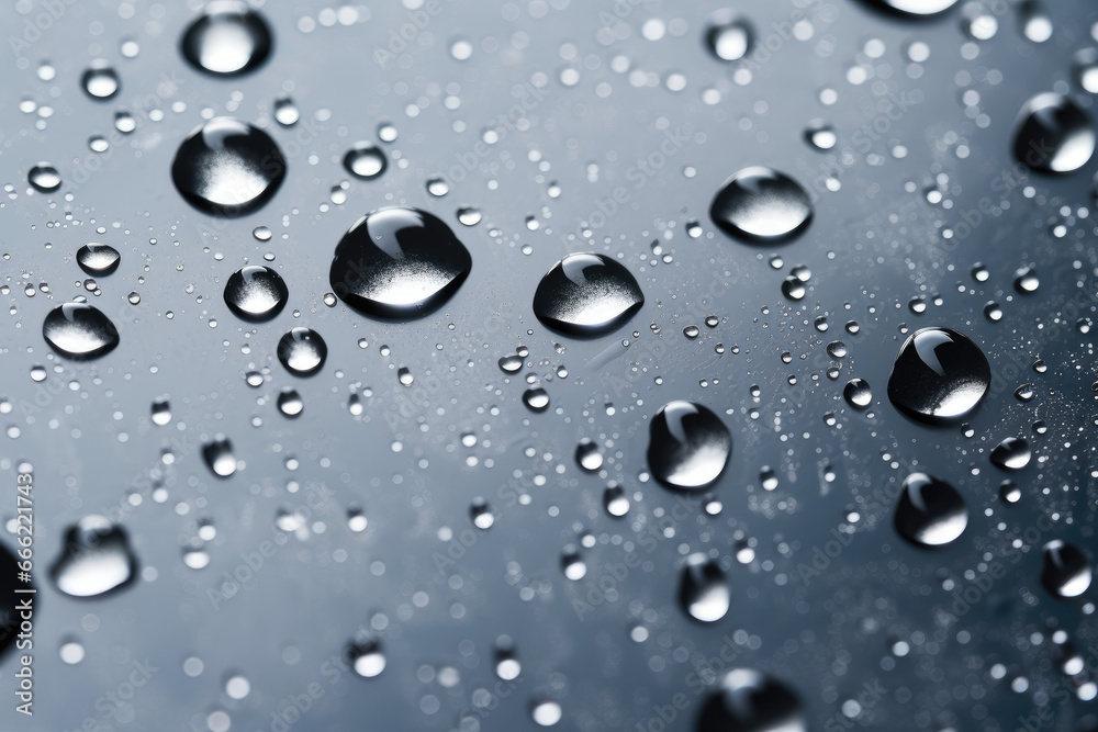 Shimmering Water Droplets on Glass Close-Up