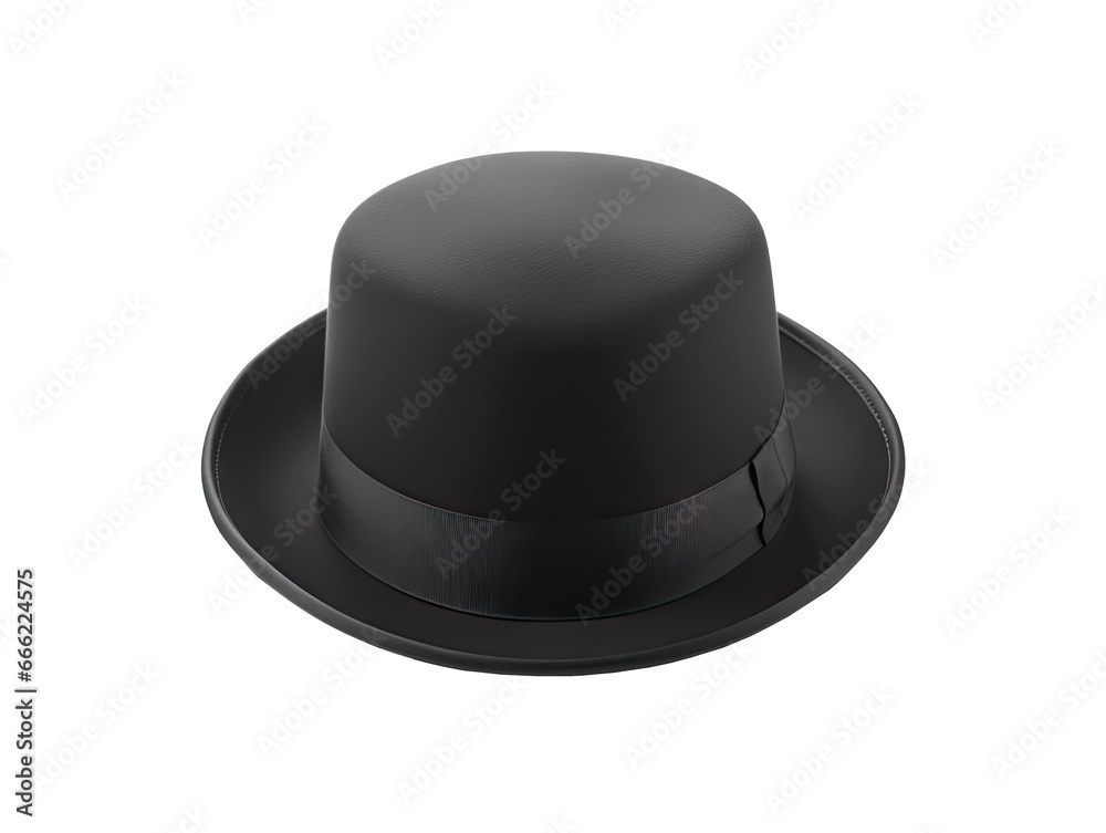 Black Bowler Mans Hat on Transparent Background. Black Bowler Mans Hat on Transparent Background.