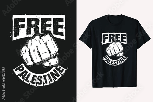 Hand with Free Palestine Vector T-Shirt Design. save palestine t-shirt design graphic.