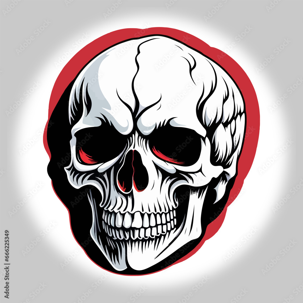 Fototapeta premium A Skull with Haunting Red Eyes.