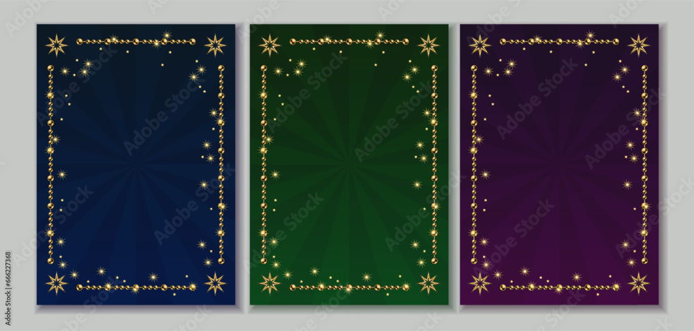 Set of luxury holiday backgrounds with frames made of golden chains ...