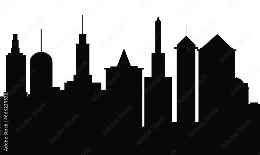 City silhouette. Skyscrapers silhouette banner. Vector illustraiton. Skyscrapers background silhouette. 