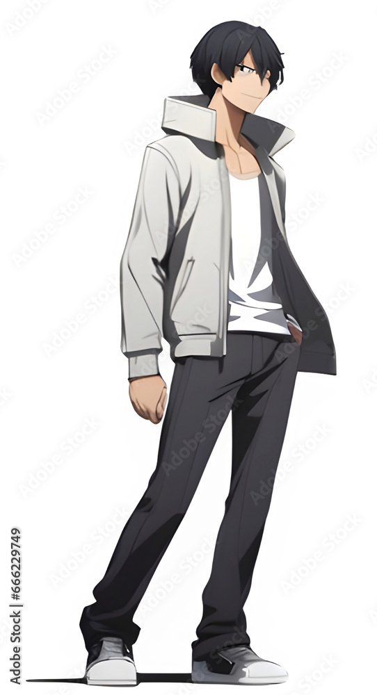 full body young man wearing jacket, anime style, manga style ai full body young man wearing jacket, anime style, manga style ai