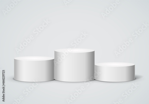 Winners podium on light background. Empty pedestal for award ceremony. Vector illustration.