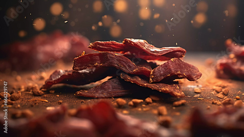close up of beef jerky photo