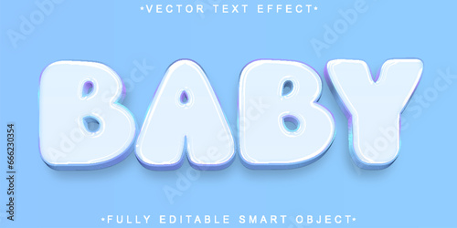 Cartoon Sot Blue Baby Vector Fully Editable Smart Object Text Effect