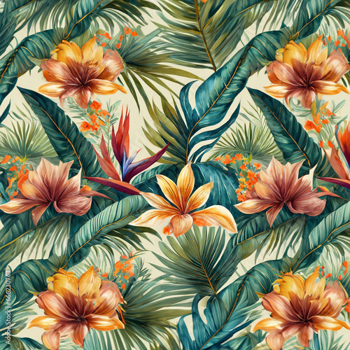 painted tropical flowar pattern © Alexandra