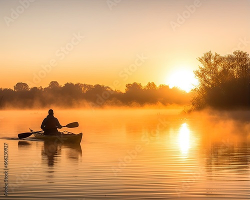 meditation boating kayak water silence freedom landscape peaceful morning rowing isolated photo © Wiktoria