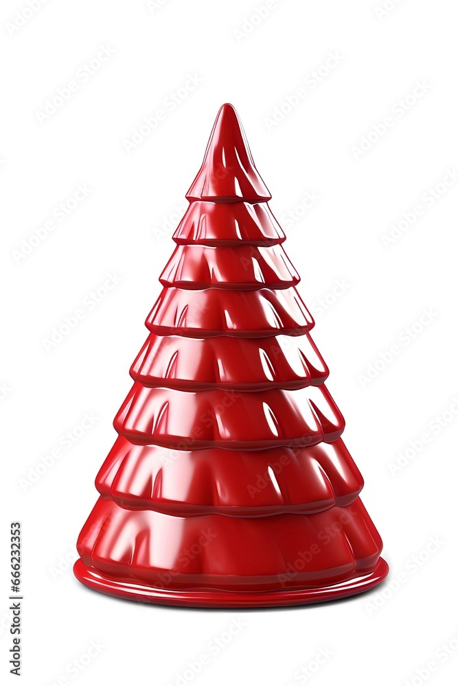 3d red decorative Christmas tree on white background. Merry Christmas and Happy New Year 3d red decorative Christmas tree on white background. Merry Christmas and Happy New Year