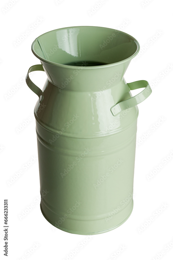 Metal vase coated with smooth enamel paint for home use, isolated on white background Metal vase coated with smooth enamel paint for home use, isolated on white background