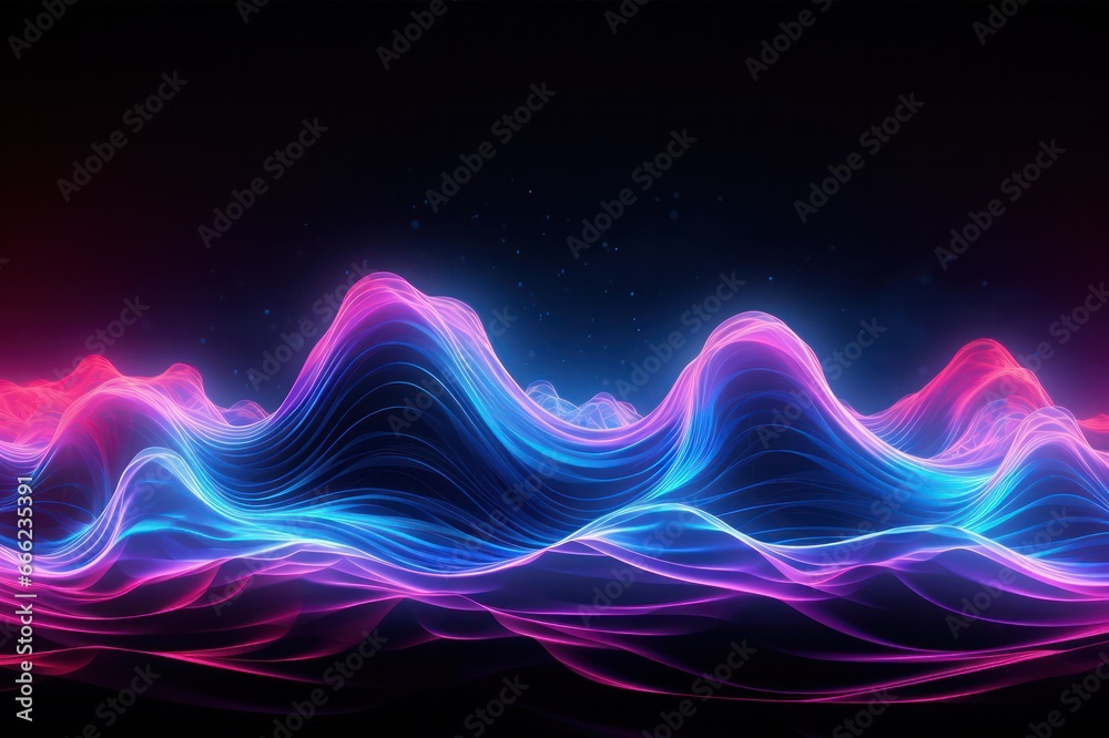 data visualization infographic with neon wavy line. Colorful information analytics illustration.