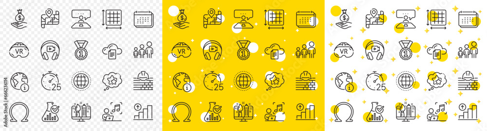 Outline Chemistry lab, Creative design and Calendar line icons pack for ...