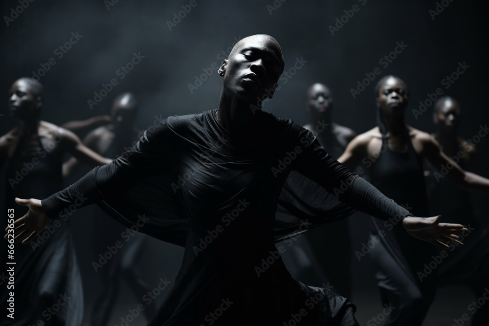 Naklejka premium A powerful dance performance reflecting the Black experience, love and creativity with copy space