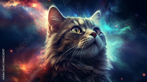 Beautiful cat in outer space 