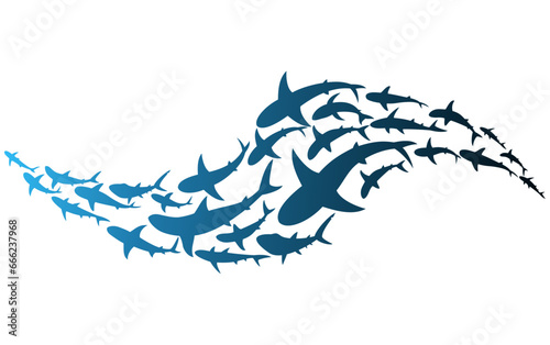 Fish Silhouette of large of shark. Vector illustration.