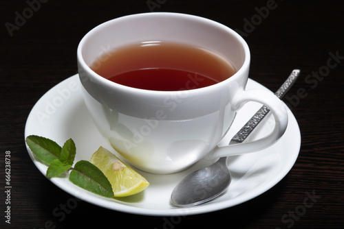 Cup of lemon tea on the table