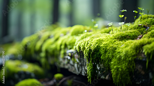 Close-Up of Moss: Greenery Background, Hand Edited Generative AI