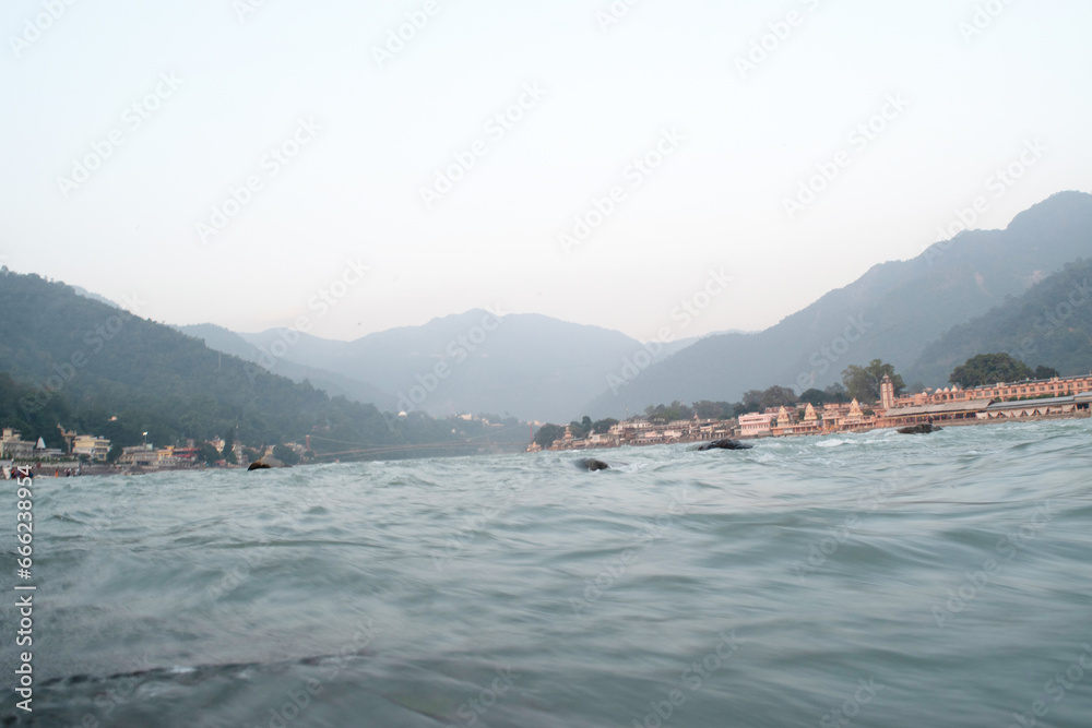 Fototapeta premium Ganga river flowing water at rishikesh