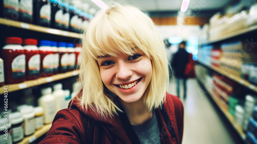 Young blonde woman smiles i...
